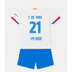 Barcelona Frenkie de Jong #21 Gostujuci Dres za Dječji 2023-24 Kratak Rukavima (+ kratke hlače)